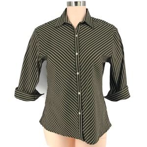 Uniti Blouse Sz 2X Plus Button Down Pinstripe NWT